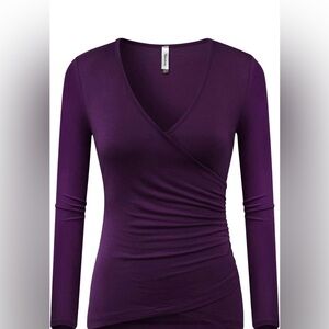 Vibrant Purple Women's Long Sleeve Wrap Top